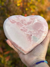 Load image into Gallery viewer, Large Pink Opal Heart Carving with Stand
