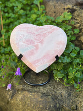 Load image into Gallery viewer, Large Pink Opal Heart Carving with Stand
