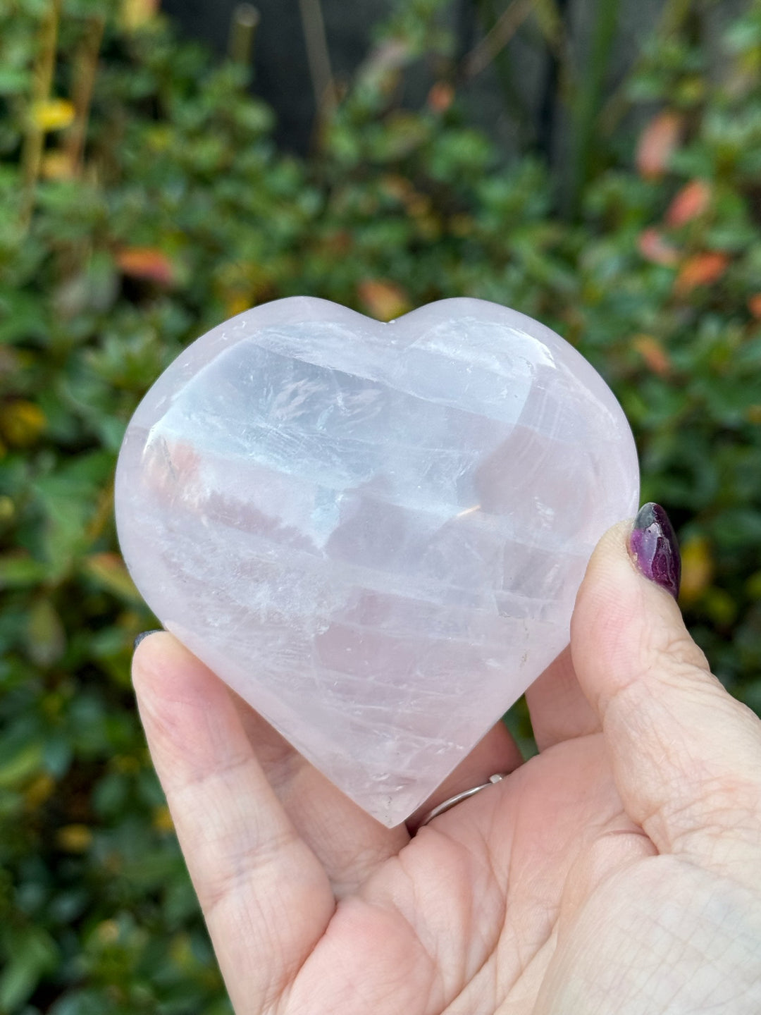 Puff Rose Quartz Heart Carving with Stand