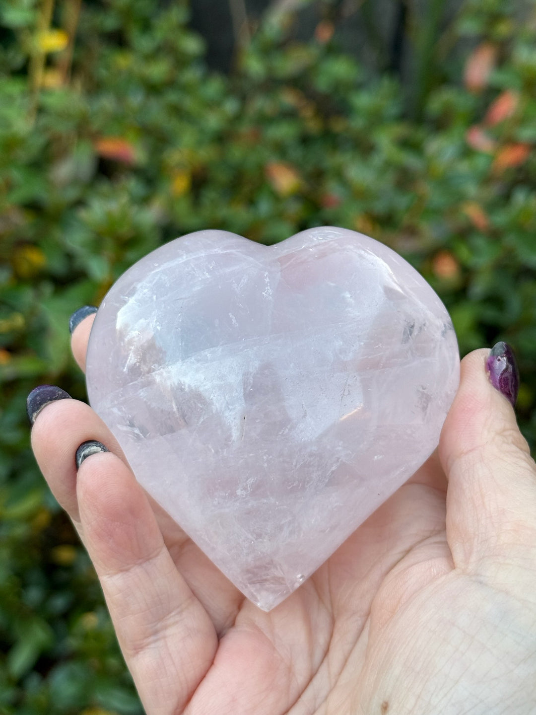Puff Rose Quartz Heart Carving with Stand