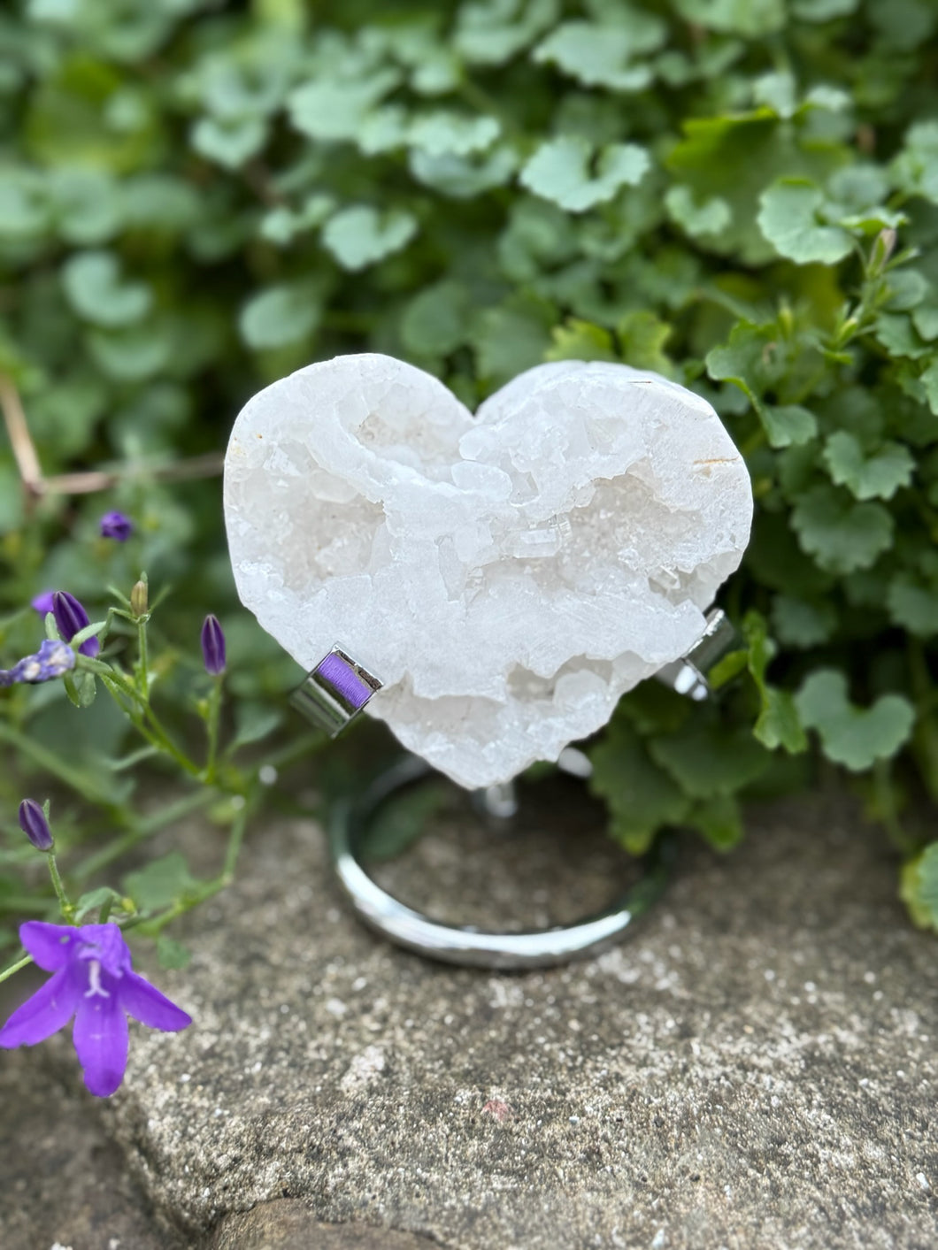 Druzy Quartz Heart Carving with Stand: