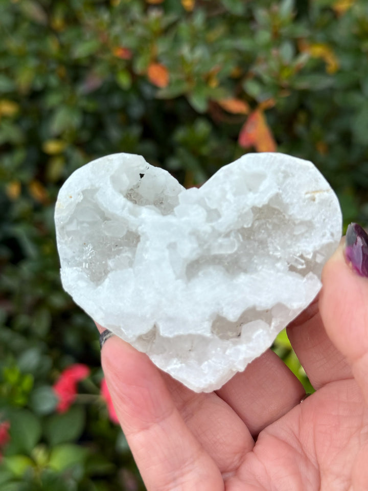 Druzy Quartz Heart Carving with Stand: