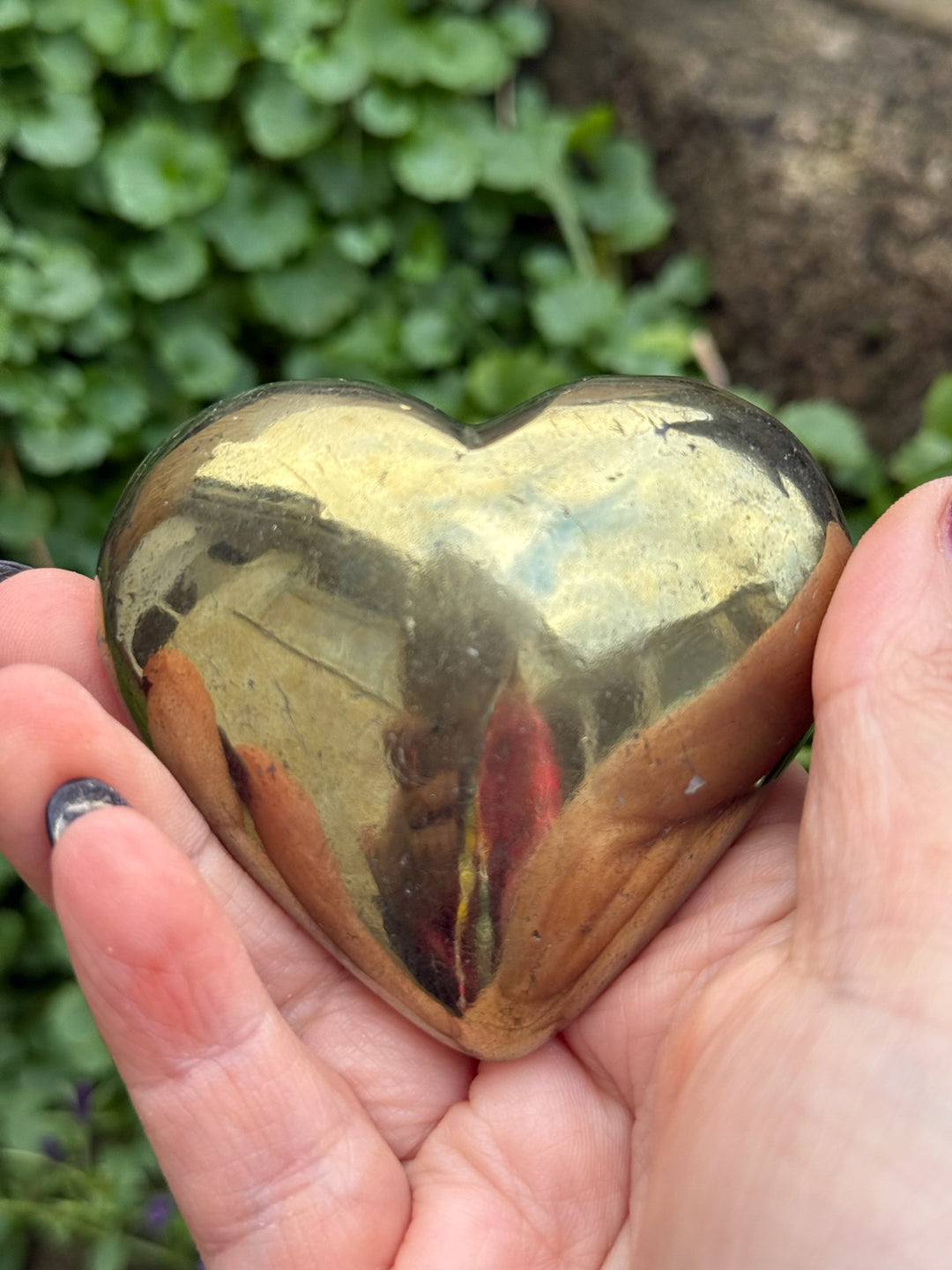 Chalcopyrite Heart Carving