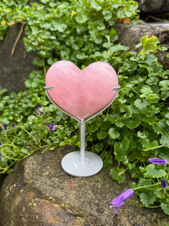 Rose Quartz Heart on a Stand