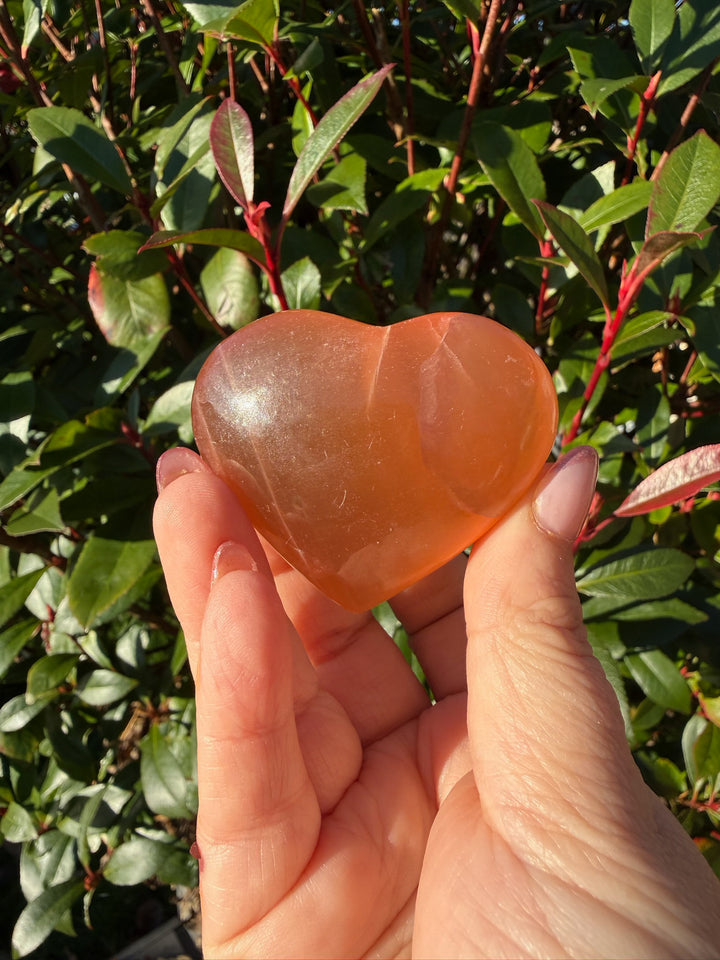 Orange Calcite Heart Carving