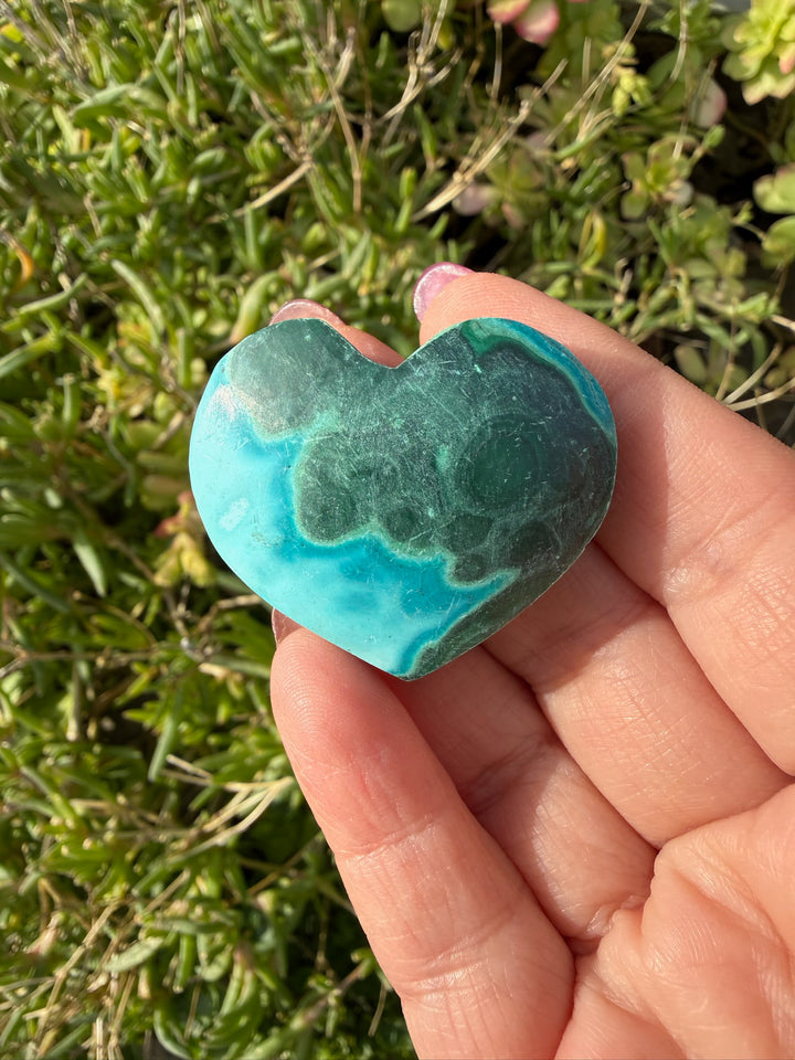 Chrysocolla and Malachite Heart Carving