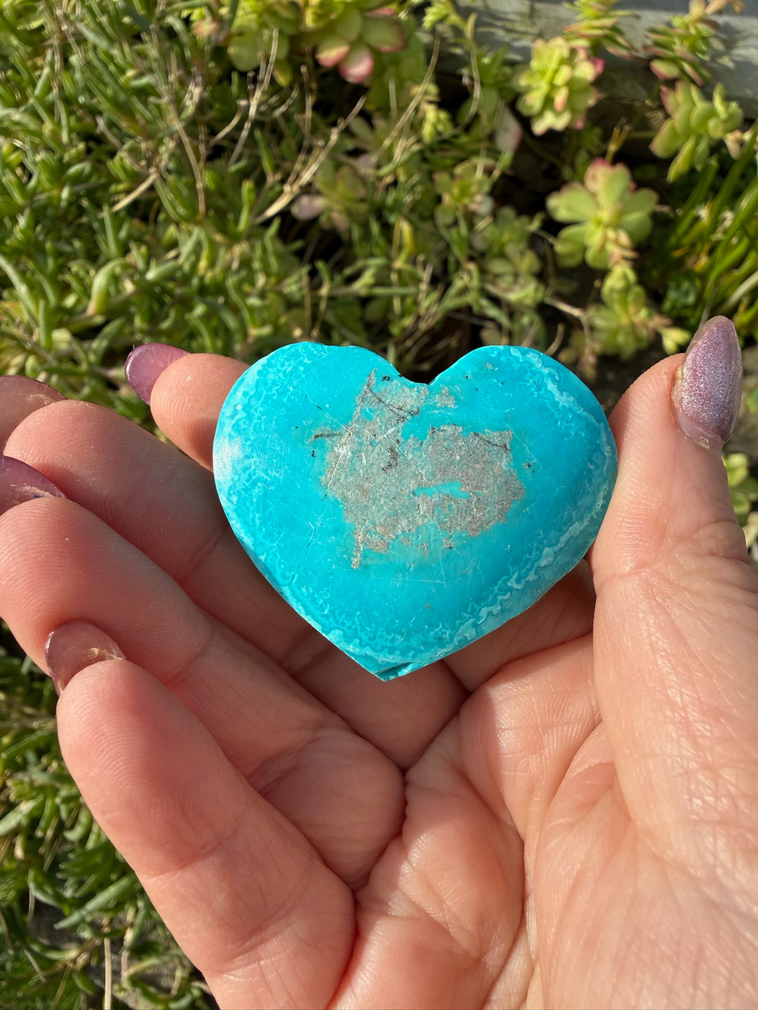 Chrysocolla and Malachite Heart Carving