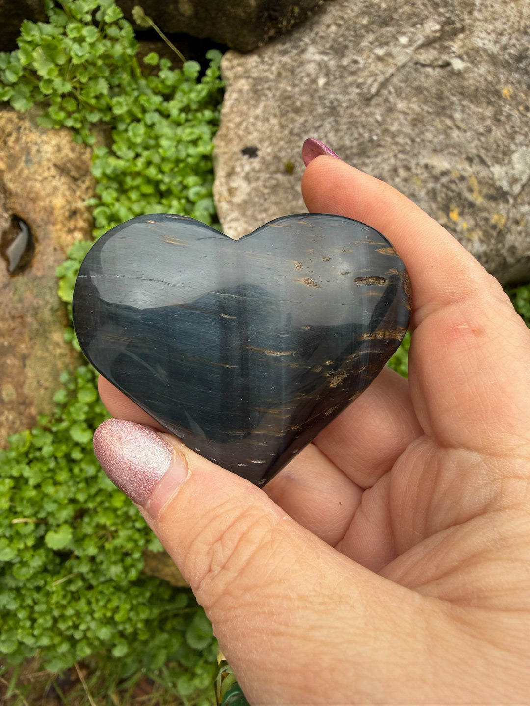 Blue Tigers Eye Heart Carving