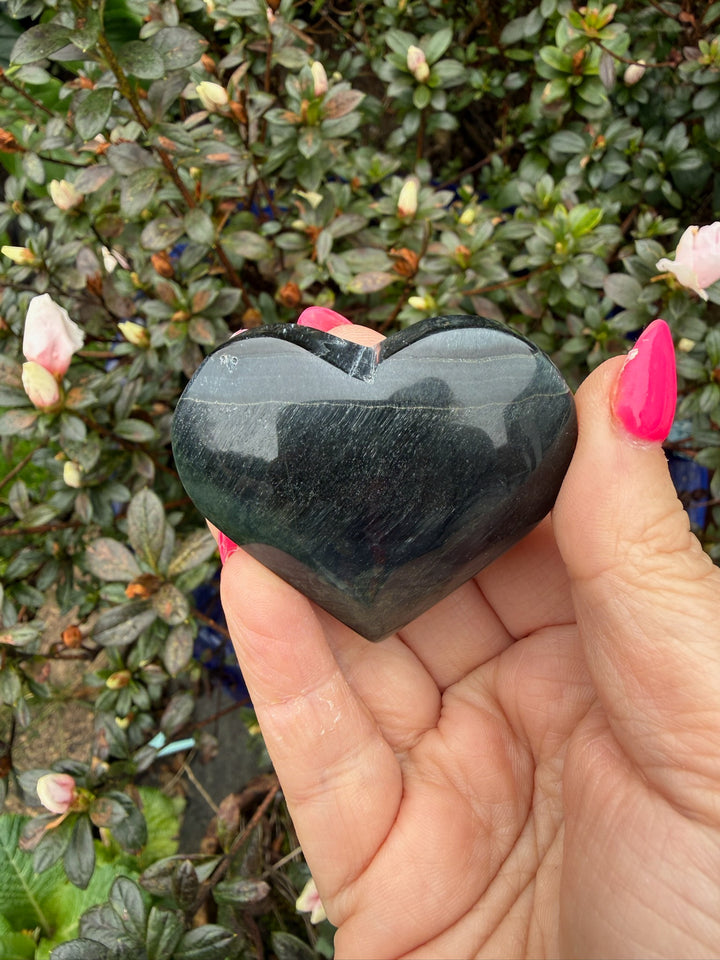Blue Tigers Eye Heart Carving