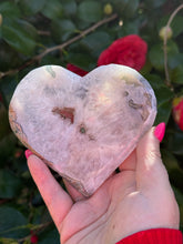 Load image into Gallery viewer, Moss Agate and Quartz Heart Carving
