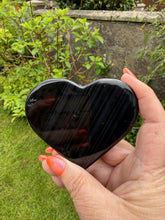 Load image into Gallery viewer, Midnight Lace Obsidian Heart Carving with Stand
