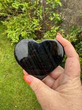Load image into Gallery viewer, Midnight Lace Obsidian Heart Carving with Stand
