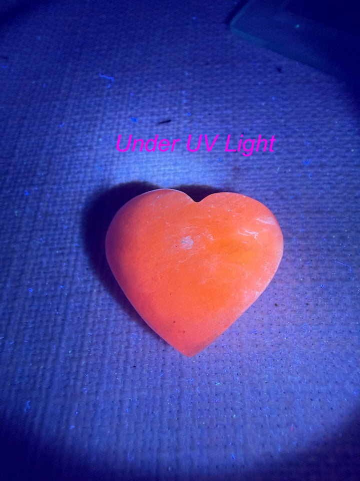 Uv Reactive Kunzite Heart Carving from Brazil