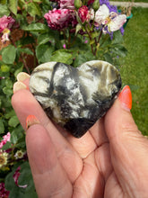 Load image into Gallery viewer, Green Tourmaline In Quartz Heart Carving from Brazil
