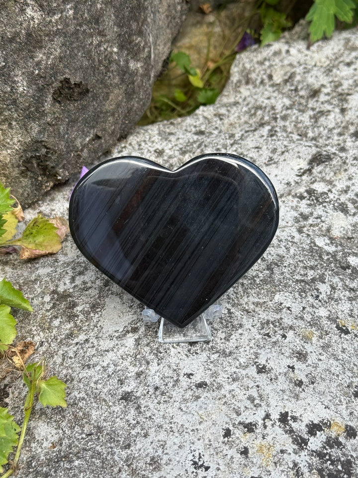 Midnight Lace Obsidian Heart Carving