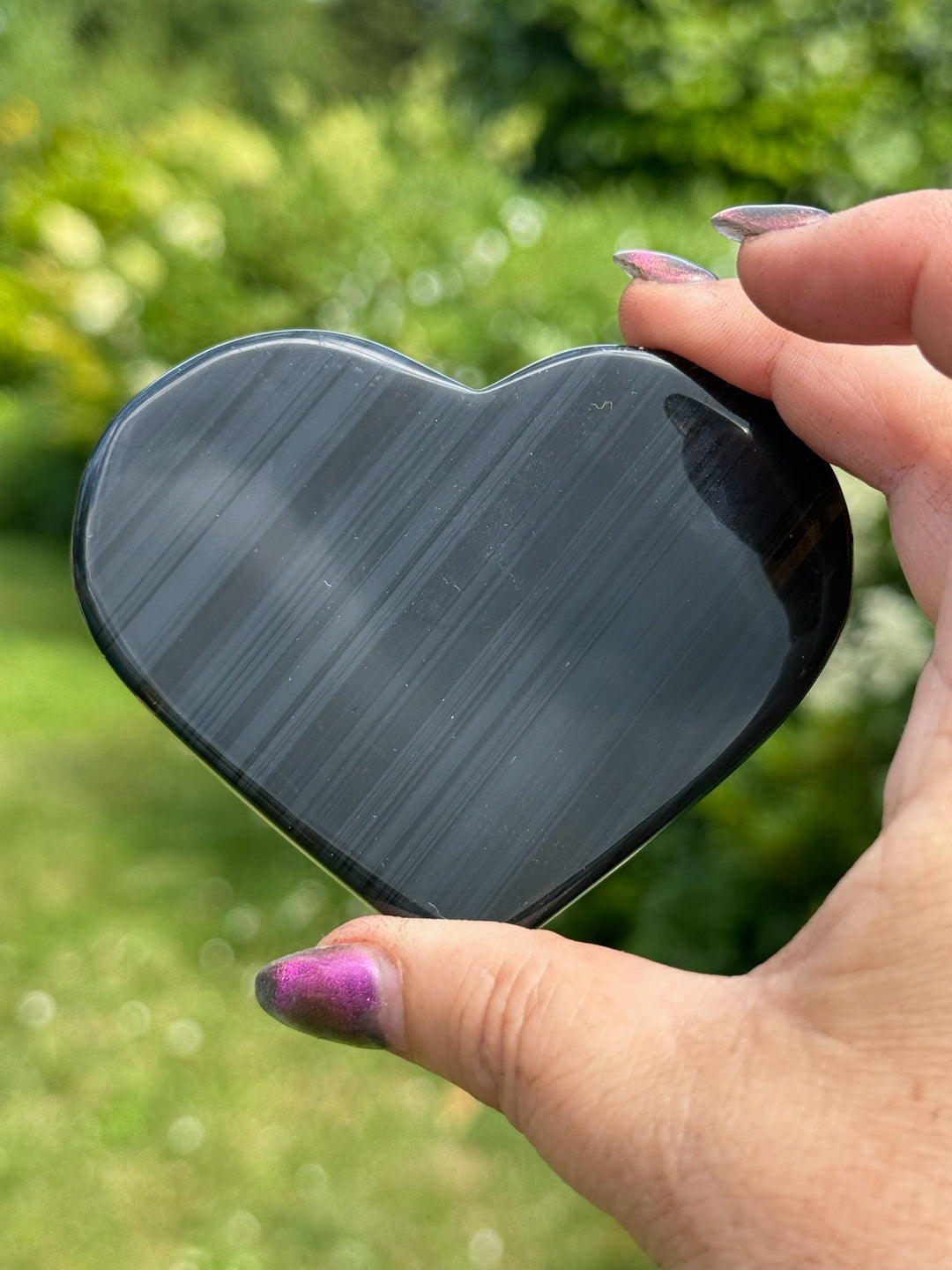 Midnight Lace Obsidian Heart Carving
