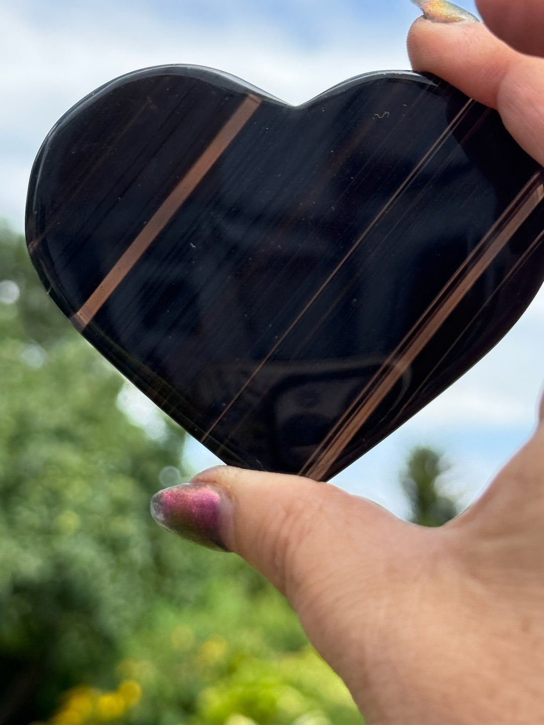 Midnight Lace Obsidian Heart Carving