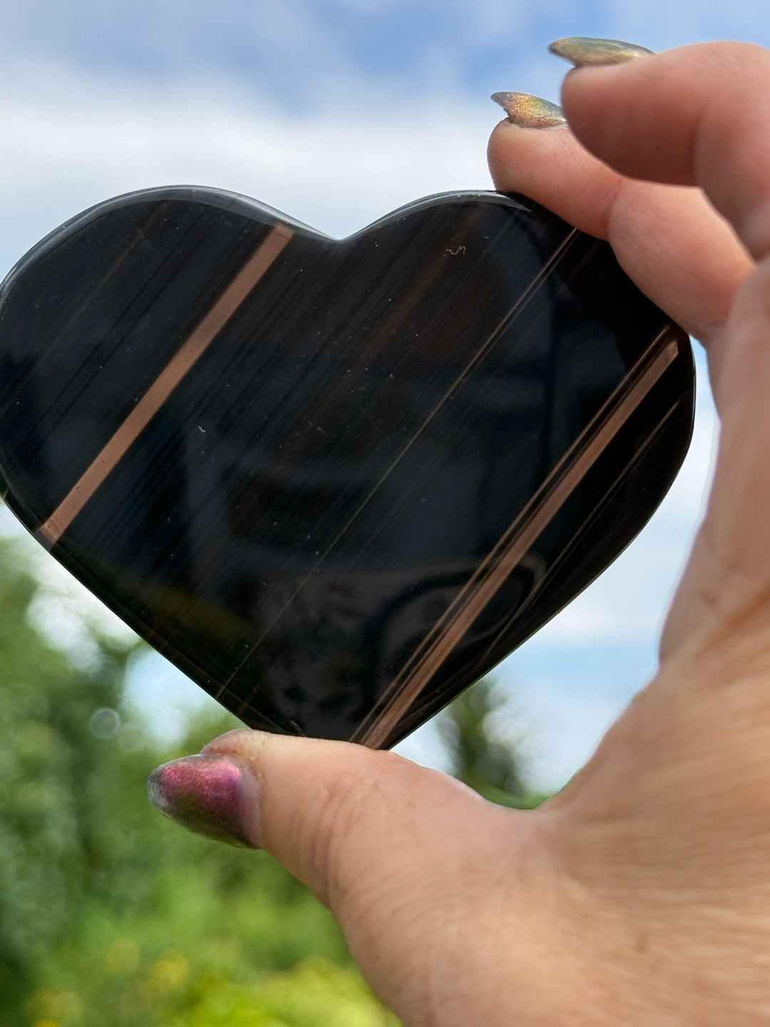 Midnight Lace Obsidian Heart Carving