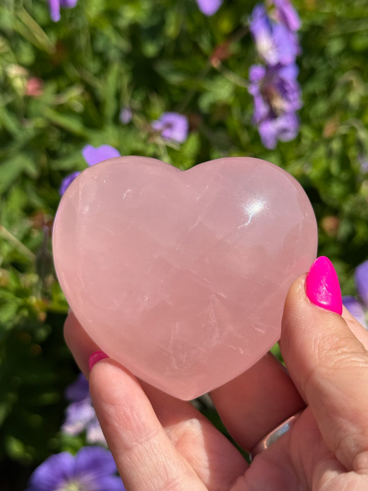 Rose Quartz Heart Carving with Stand