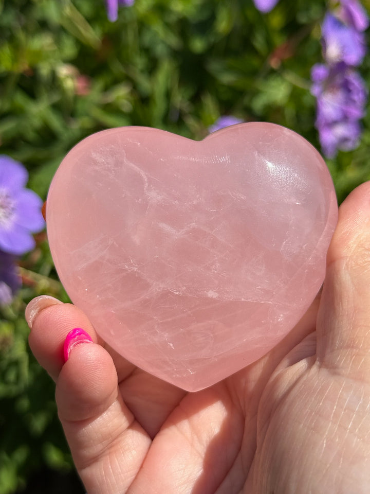 Rose Quartz Heart Carving with Stand