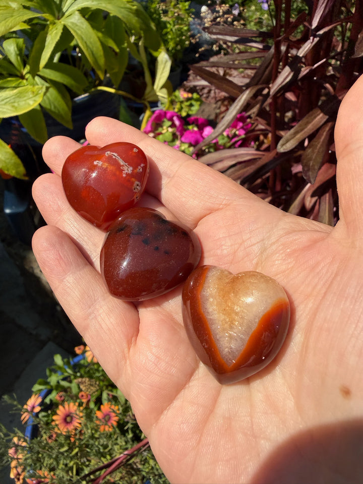 Set of 3 Carnelian Hearts