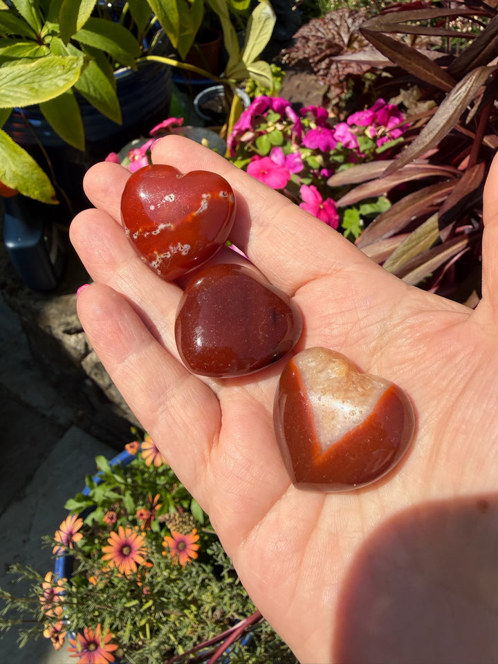 Set of 3 Carnelian Hearts