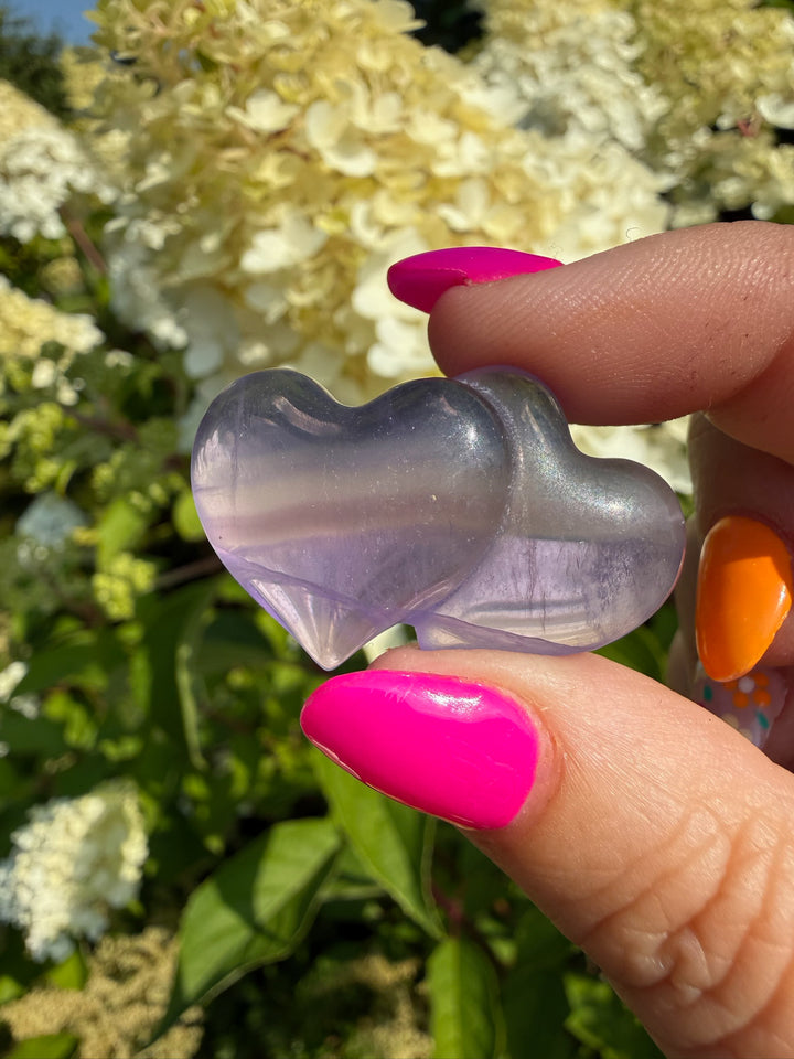 Soulmate Fluorite Double Heart Carving