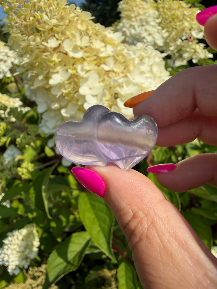 Soulmate Fluorite Double Heart Carving