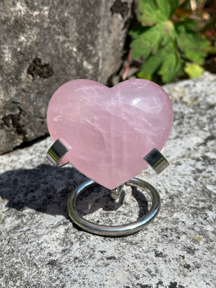 Quality Rose Quartz Heart on Stand