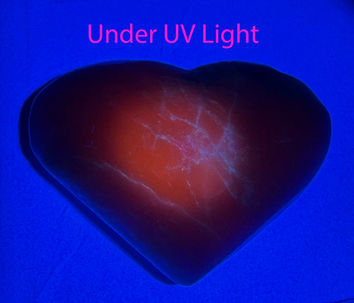 Uv Reactive Kunzite and Hiddenite Heart Carving