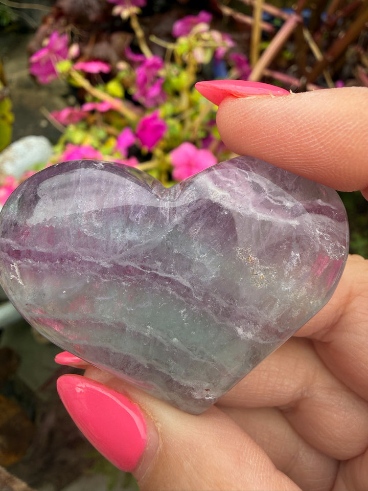 Banded Fluorite Heart Carving