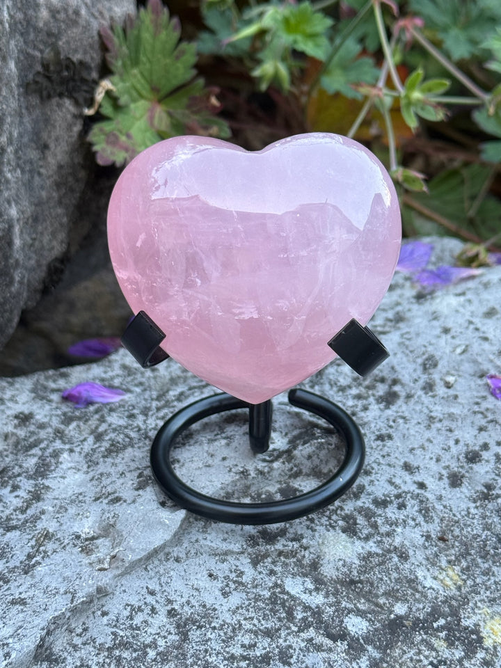 Rose Quartz Heart Carving on Stand