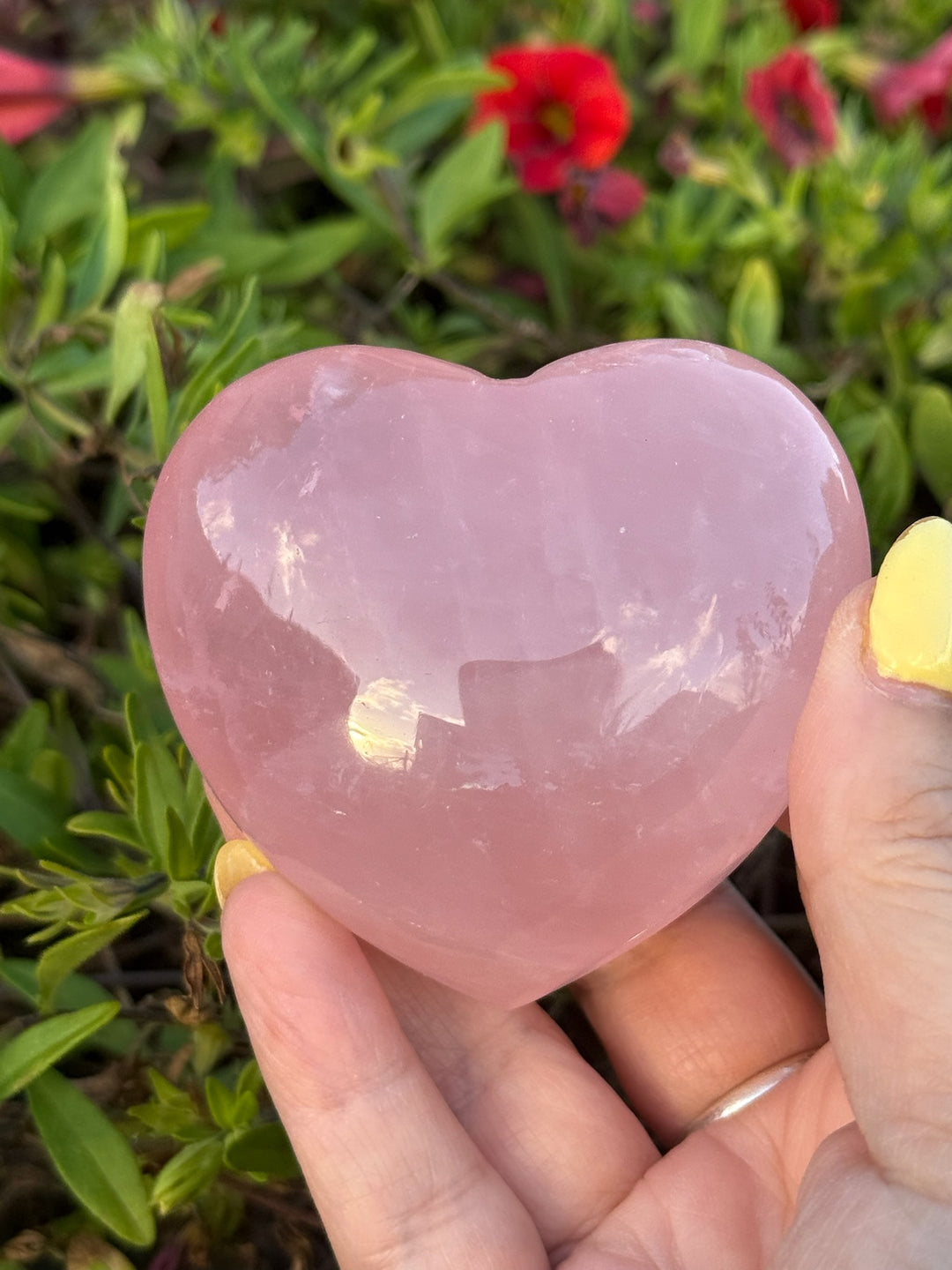 Rose Quartz Heart Carving on Stand
