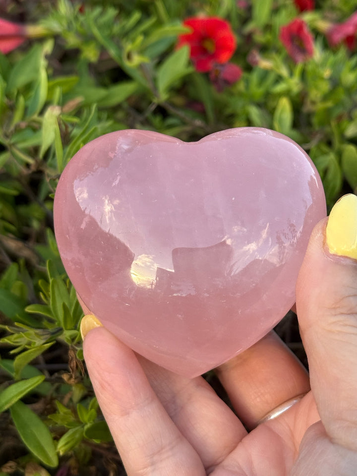 Rose Quartz Heart Carving on Stand