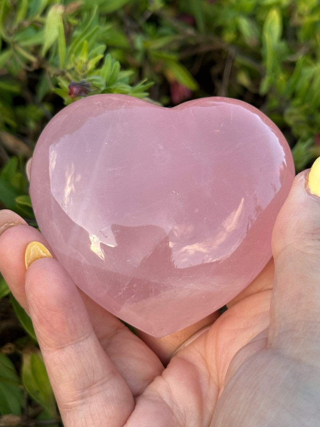 Rose Quartz Heart Carving on Stand