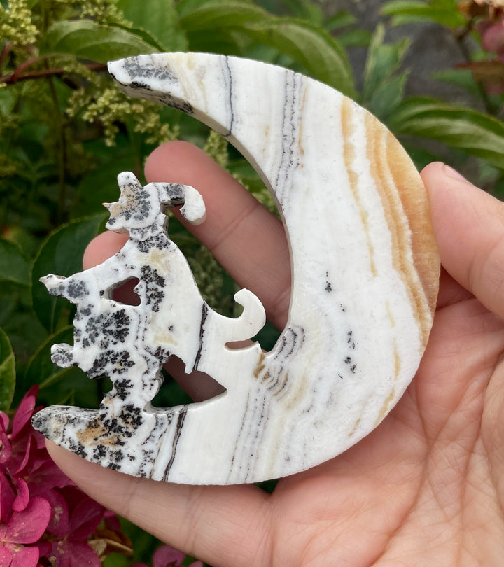 Dendritic Orange Calcite Witch in a Moon