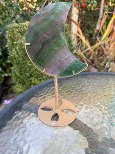 Large Fluorite Moon Carving on Stand
