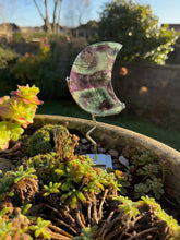 Load image into Gallery viewer, Feather Fluorite Moon Carving with Stand
