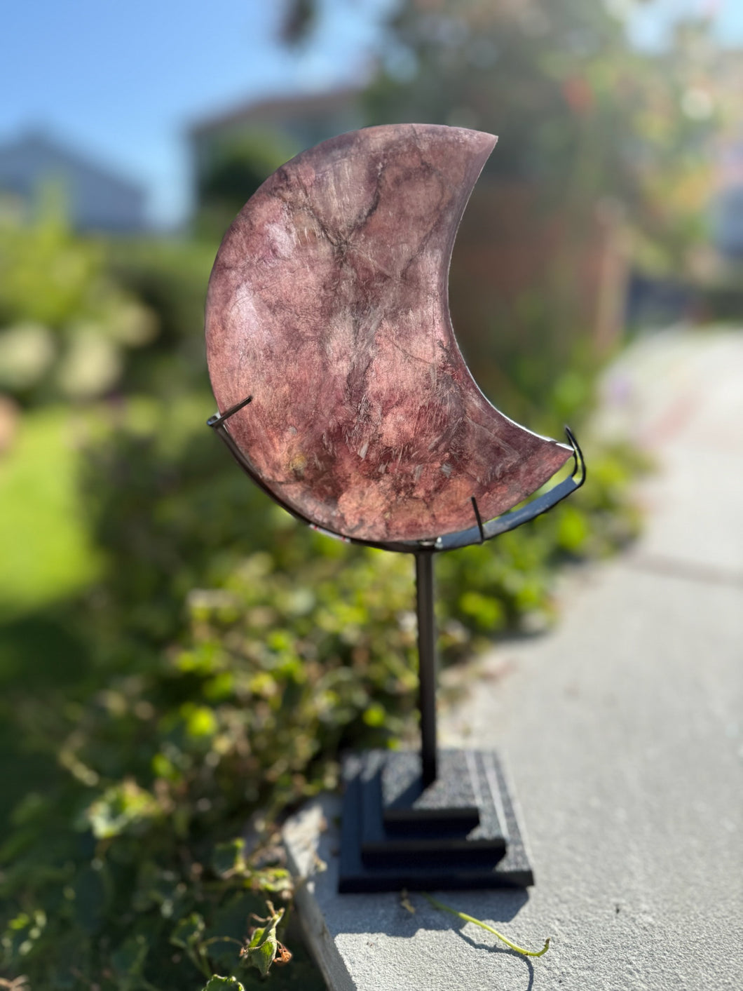 Lepidolite and Mica Moon Carving and Stand