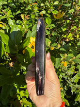 Load image into Gallery viewer, Lepidolite and Mica Moon Carving and Stand
