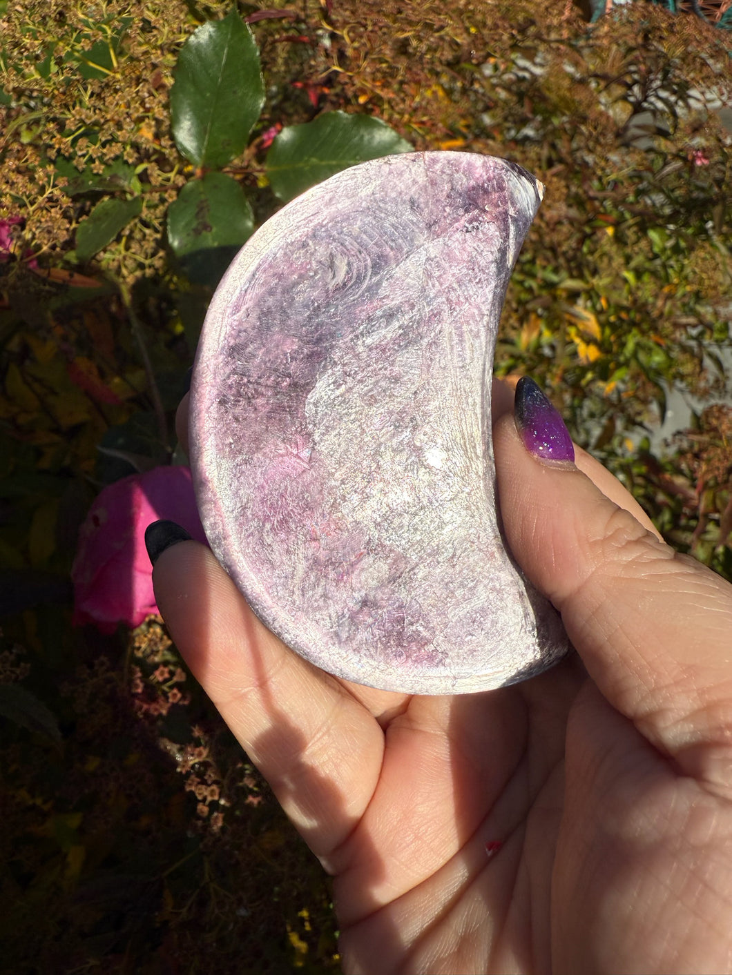 Purple Lepidolite Mica Moon Carving