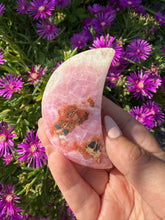 Load image into Gallery viewer, UV Reactive Pink Aragonite Moon Carving
