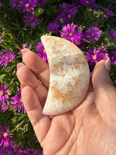Load image into Gallery viewer, UV Reactive Pink Aragonite Moon Carving
