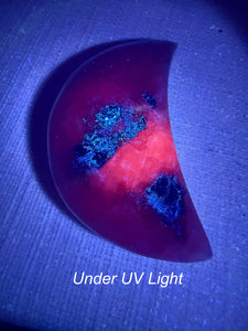 UV Reactive Pink Aragonite Moon Carving