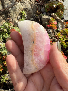 Uv Reactive Pink Aragonite Moon Carving