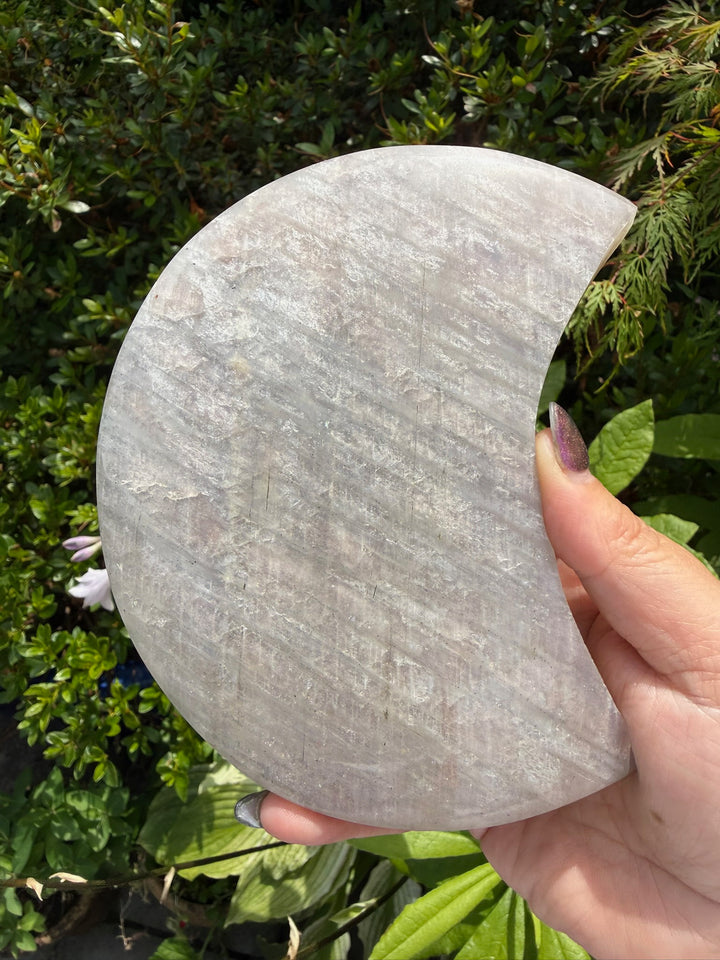 Large Moonstone Moon Carving with a Custom Stand