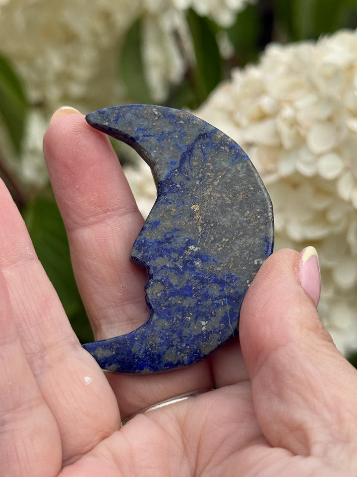 Lapis Lazuli Moon Face Moon Carving