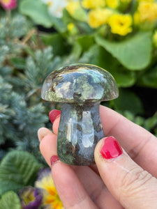 Moss Agate Mushroom Carving