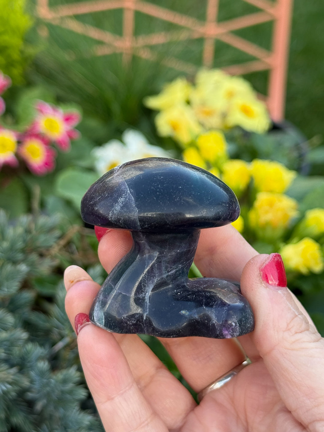 Purple Fluorite Mushroom Carving