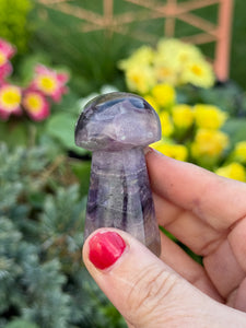 Rustic Hand Carved Fluorite Mushroom